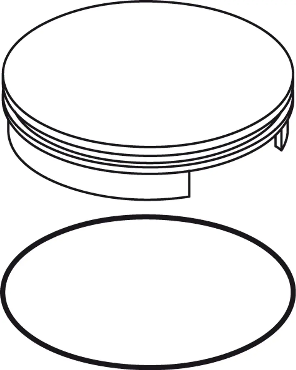 Griffkappe mit ISI-Logo in Chromoptik, dargestellt in zwei Ansichten: eine seitliche und eine obere Ansicht. Produkt von Ideal Standard.